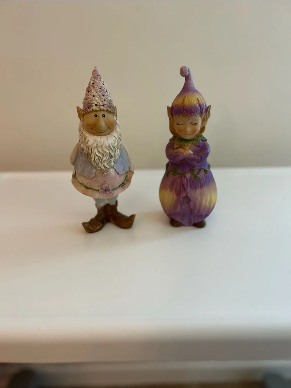 Purple Flower Elf/Fairy Figurine and Gnome Decorative Home Accents